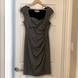 LK Bennett Gray Draped Midi Dress